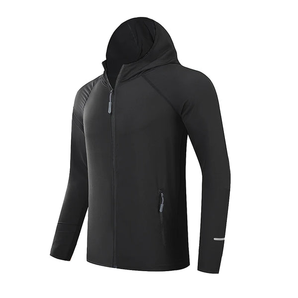 Reflective Quick-Dry Hooded Running Jacket – Lightweight Sun Protection Coat