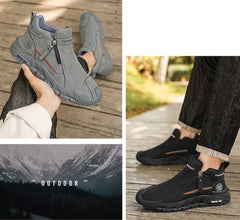 Men’s Casual Labor & Outdoor Climbing Shoes – Zipper, Non-Slip, Wear-Resistant Sneakers