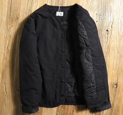 Retro Men's Cotton Jacket – Button-Up Waterproof Workwear Coat for Stylish Layering