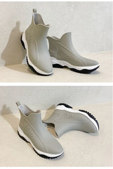 Women’s Waterproof Slip-On Ankle Rain Boots – PVC Anti-Slip Platform Shoes