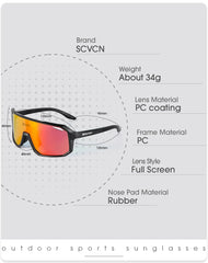 SCVCN Cycling Glasses Bike Mountain Bicycle Hiking Camping Golf UV400 Sunglasses Sport Protection Glasses for Men Women Baseball