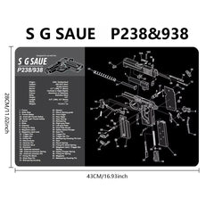 Gun Cleaning Rubber Mat — 3D Firearm Bench Mat / Mouse Pad (AR15 AK47 Glock 1911 etc.)